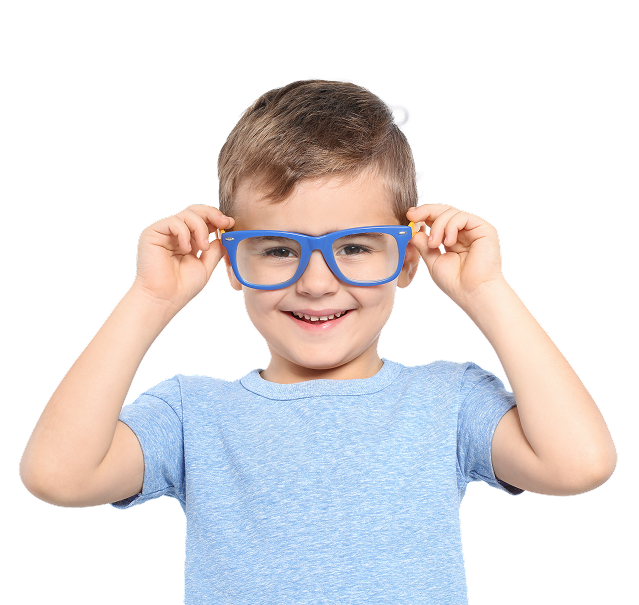 Ein Kind das eine Brille trägt